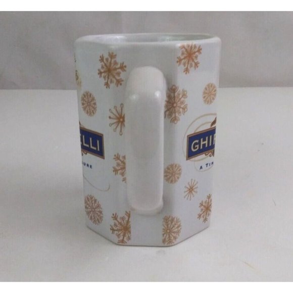 Houston Foods Ghirardelli Chocolate With Golden Snowflakes Design 4" Coffee Cup - Picture 4 of 7